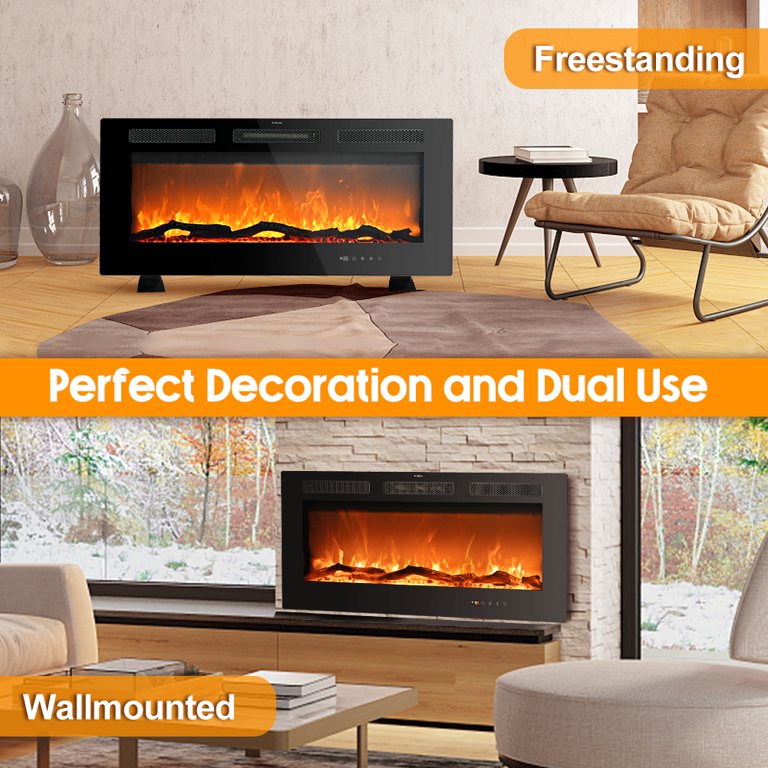 Lifeplus 42 1500-Watt Freestanding/Wall-Mounted Electric Fireplace Heater,  Black - Walmart.com