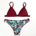 thumbnail image 3 of Traje de baño de playa Europa y América Traje de baño de bikini sexy con estampado de hojas verdes, 3 of 5
