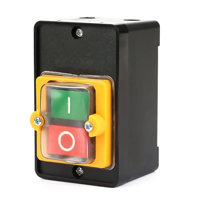 Interruptor de botón pulsador, AC220V/380V 10A Interruptor de botón de control de alimentación impermeable monofásico/trifásico, botón de control de encendido/apagado con carcasa, interruptor de máqui JFHHH pequeña