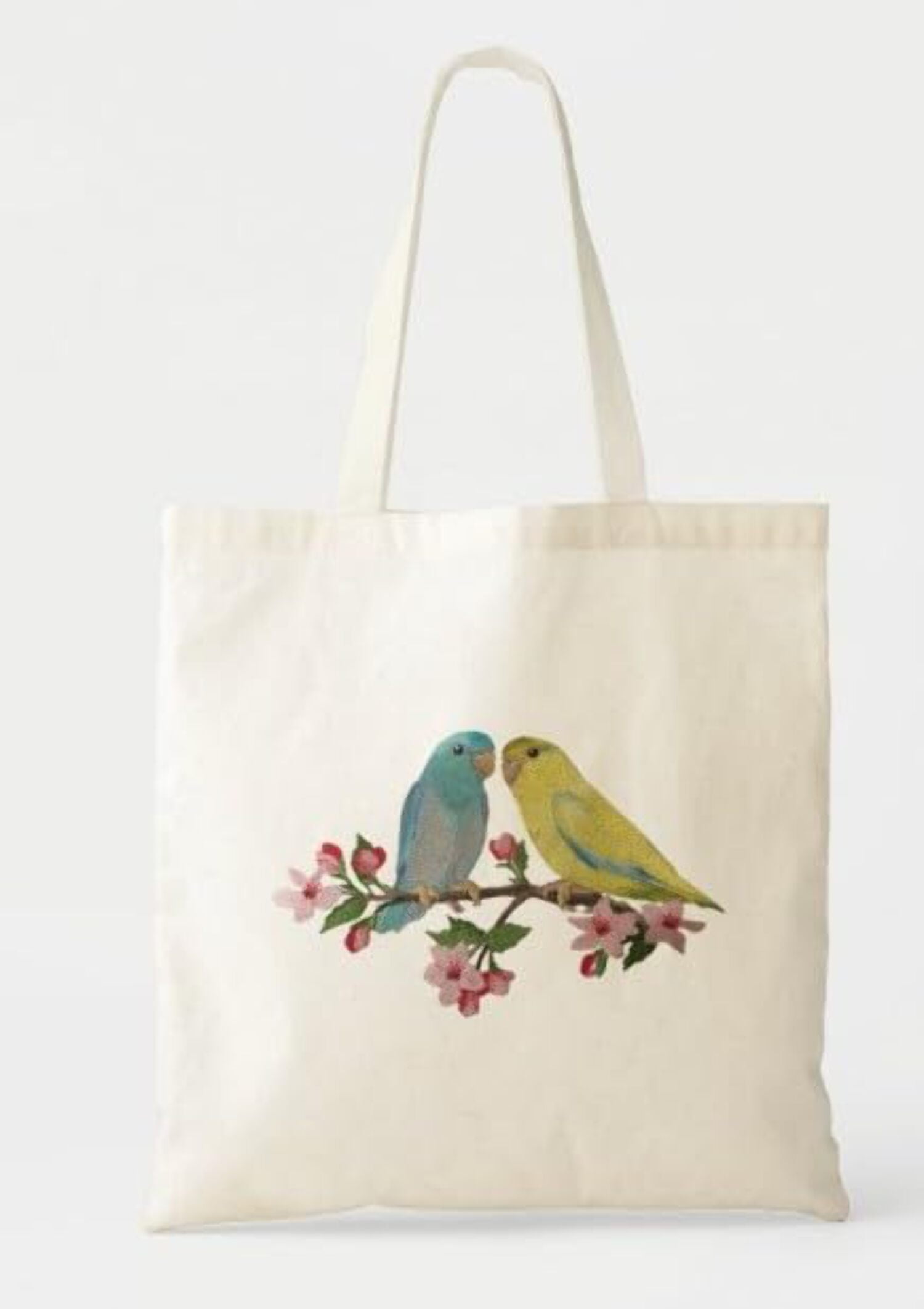 Custom Birds Parrotlet on Cherry Blossom Branch Beyond Vision (10.33" x 6.89")