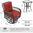 thumbnail image 4 of Amopatio 3 Pieces Patio Furniture Set, Outdoor Swivel Glider Rocker, Wicker Patio Bistro Set with Rocking Chair, Thickened Cushions and Table for Porch（Red）, 4 of 8