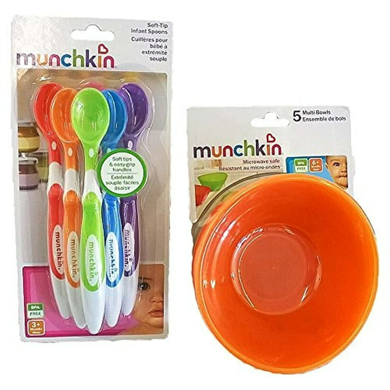Munchkin long-handle baby spoons (6) and bowls (5) in 2023