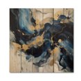 thumbnail image 3 of Designart "Strokes in Dark Blue and Gold XII" Fractals Print on Natural Pine Wood, 3 of 5