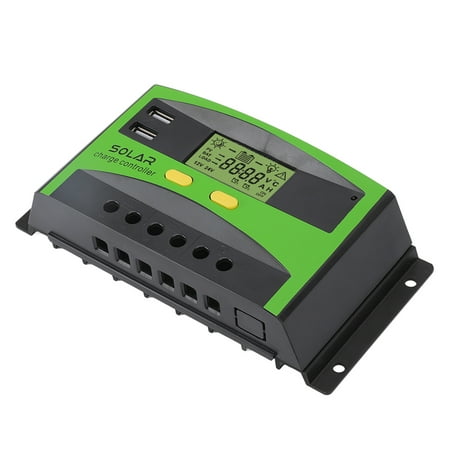 

12V/24V PWM Solar Controller Dual USB Double Button Operation Solar Charge Controller with LCD Display for Home Garden 50A 650W（12V）1300W（24V）