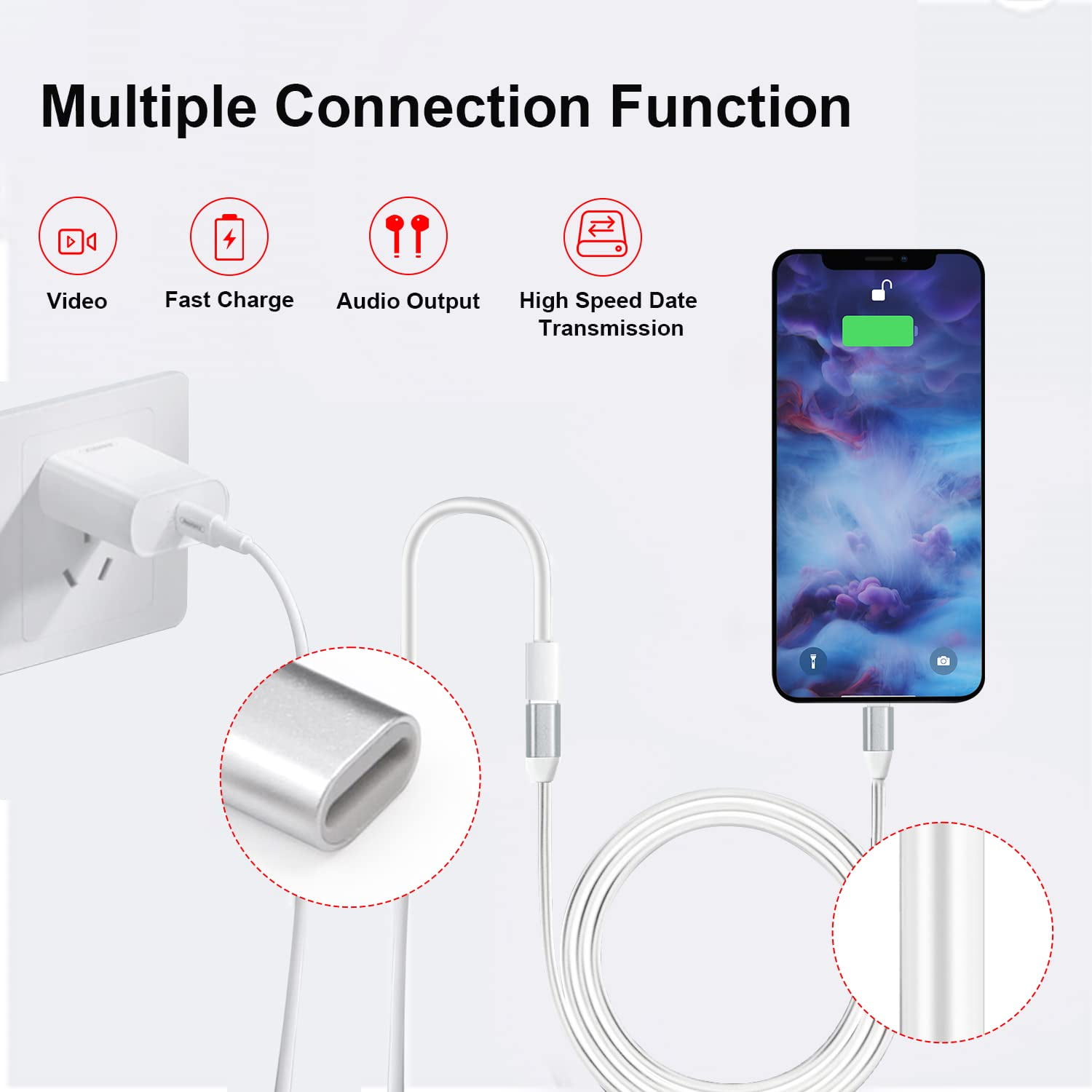 To Female Lightning Cable Extension Cord Extension Cord For IOS