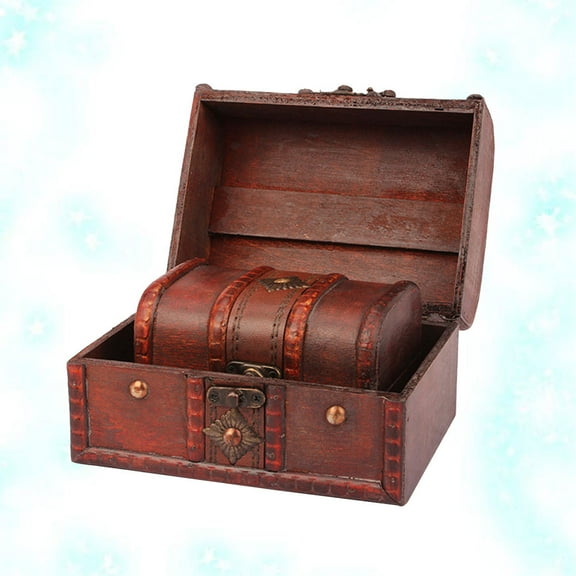 STOBOK 2Pcs Vintage Trinket Jewelry Box Wooden Box Brown Gift Box Women