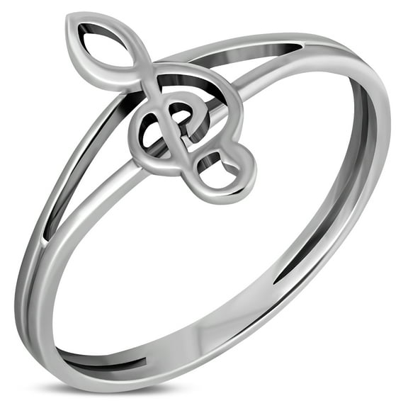 925 Sterling Silver Treble Clef Music Womens Ring (4)