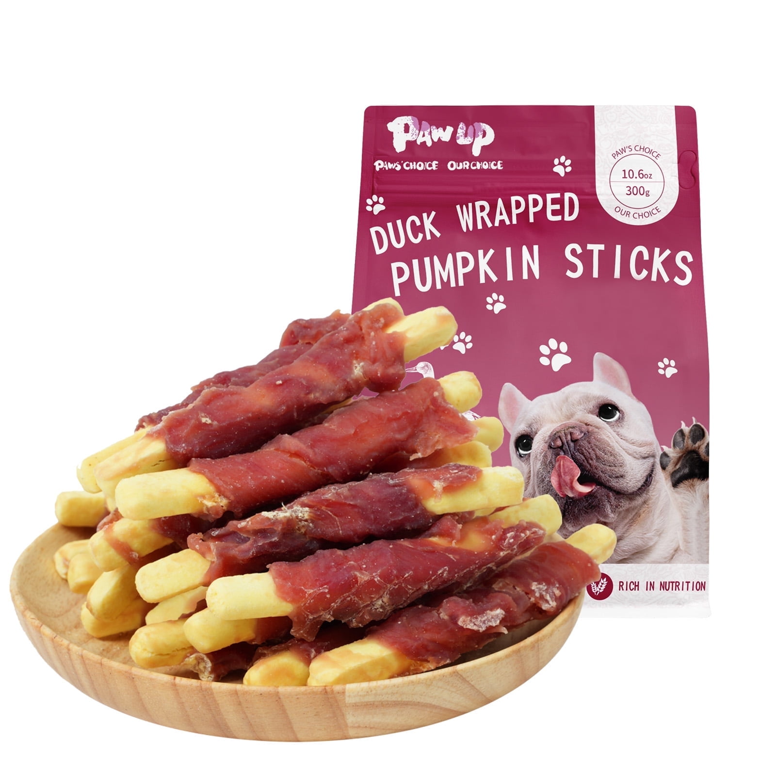 (2 pack) PAWUP Duck Wrapped Pumpkin Biscuits Dog Treats, Rawhide Free, Promote Digestion Soft Chewy Dog Snacks for All Dogs, 10.6oz