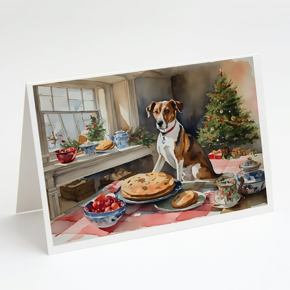 English Foxhound Christmas Cookies Greeting Cards Pack of 8 7 in x 5 in