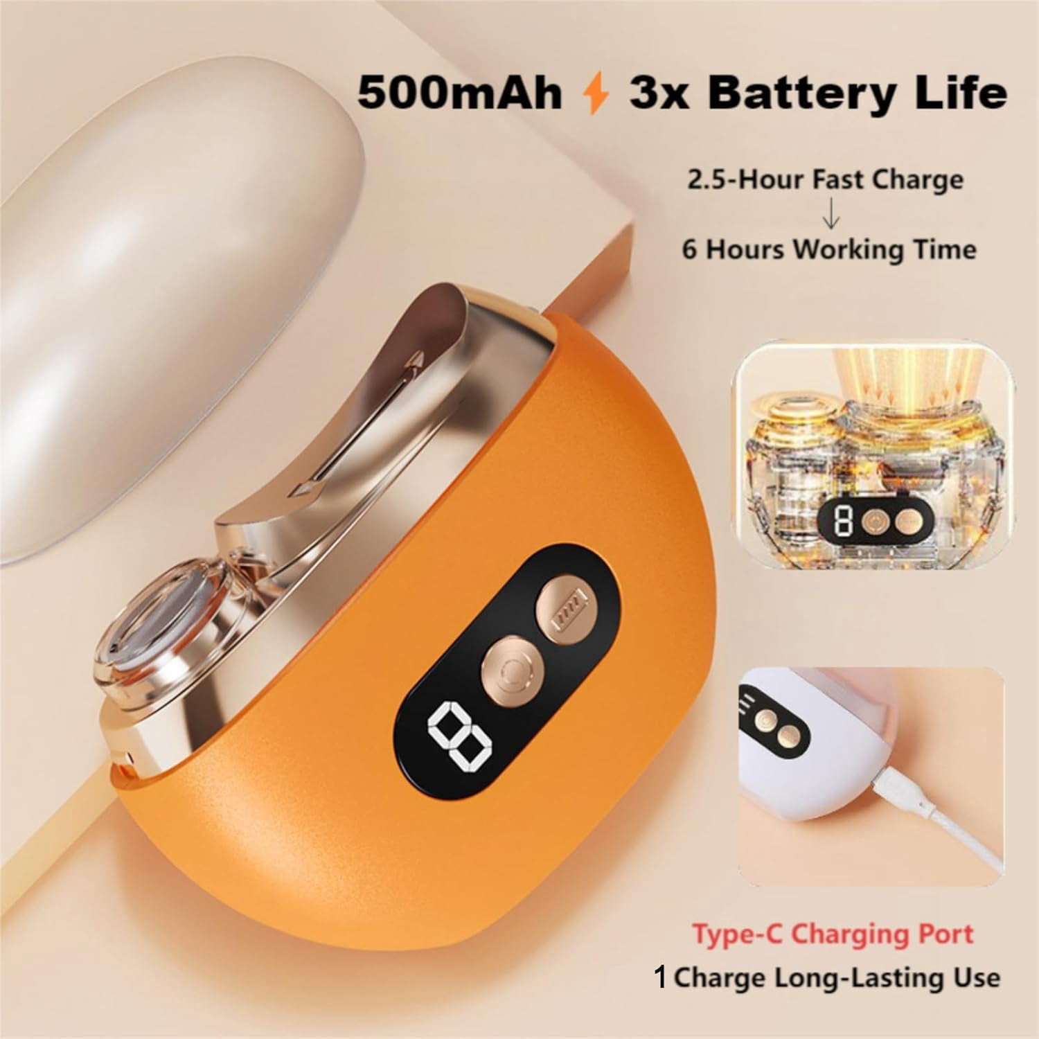 Multi-Functional Electric Nail Trimmer, 3 in 1 Automatic Electric Nail Clipper, Baby Nail Trimmer, with LED Light & Nails Scraps Storage (Orange*2PCS)