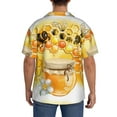 thumbnail image 5 of KLL Honey Bee Print Men's Shirt Short Sleeve Button Down Summer Cuba Beach Shirts- Medium, 5 of 7