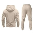 thumbnail image 3 of Domuza Men Sweatsuits Sets Fleece Long Sleeve Solid Drawstring Hoodies and Sweatpants Set Relaxed Fit Casual Athletic Hooded Set Jogging Suit Khaki 3XL, 3 of 3