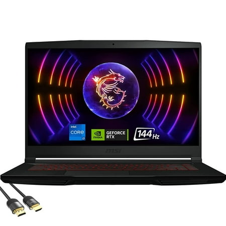 MSI GF63 Thin Gaming Laptop, 15.6'' FHD IPS 144Hz, 12th Gen Intel 10-Core i7-12650H, Geforce RTX 4050, 16GB DDR4, 512GB PCIe SSD, Backlit, RJ45, USB-C, WiFi 6, Win 11, Free HDMI 2.1 Cable,12VE