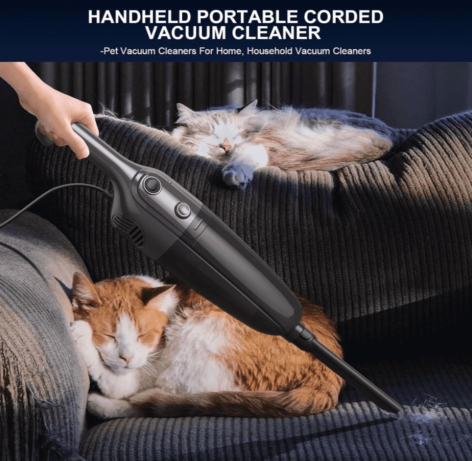 Vacuum Cleaners for Home - Corded Stick Vacuum Cleaner, Rechargeable High Power Vac for Pet Hair Carpet Hardwood Floor, Household Wireless Hand Lightweight Handheld Portable Car Vac, MC Black