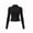 Black, variant on Women's Workout Jacket Full Zip Thickened Warm Athletic Jackets Long Sleeve Slim Fit Tops Casual Lightweight Velvet Lined Cropped Active Yoga Tops
