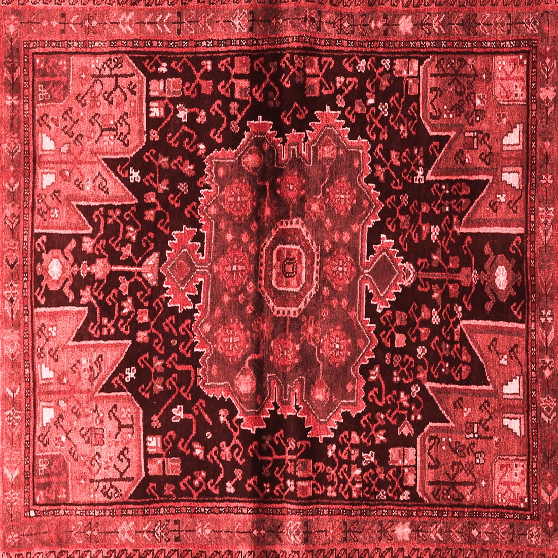 Ahgly Company Indoor Square Persian Red Traditional Area Rugs, 3