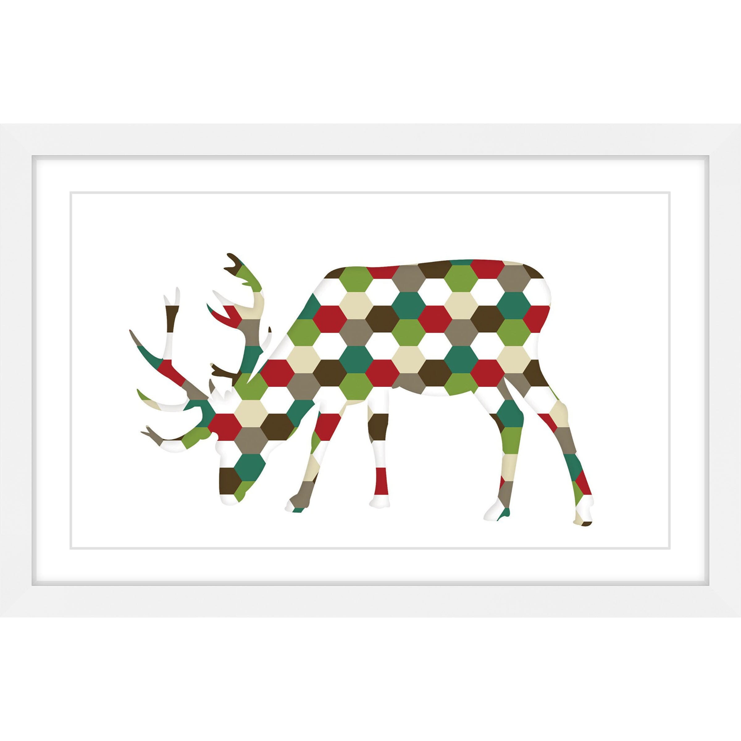 MARMONT HILL  - 'Christmas Deer' by Diana Alcala Framed Painting Print - Multi 45 x 30