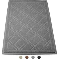 iPrimio Cat Litter Box Mat with Plaid Design | Kitty Litter Box Trapping Mat | Phthalate & BPP Free | Extra Large Jumbo Trap Mats (42"x 36") - Blue Gray