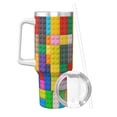 thumbnail image 2 of Fotbe Colorful Plastic Blocks Pattern Pattern 40oz Ice Bully With Handle And Straw Stainless Steel Vacuum Insulated Cup And 2 In 1 Straw Lid, 2 of 8