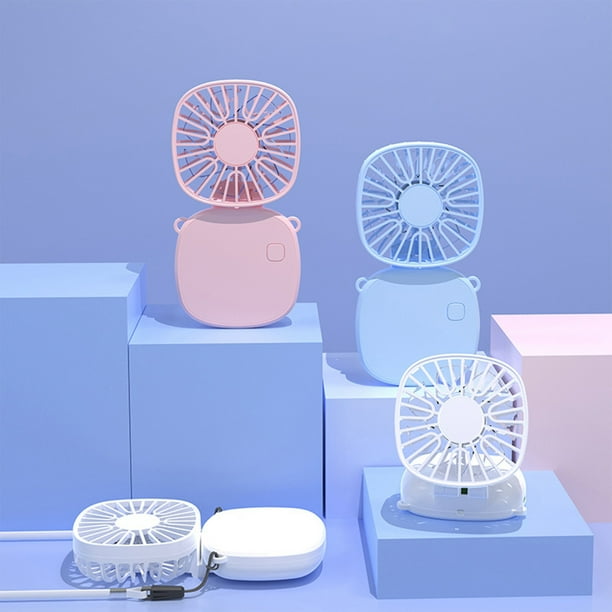 Ventilador USB de mano - Base reversible, mini ventilador de sobremesa de 3 velocidades, motor de soplado vertical, sin escobillas, diseño plegable portátil para fácil almacenamiento