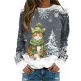 thumbnail image 1 of EHQJNJ Chandails en Molleton à Col Rond pour Femmes, Graphique Violet, Imprimé Joyeux Noël, Col Rond, Pull Décontracté à Manches Longues, Blouse Ample, 1 of 4