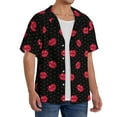 thumbnail image 2 of Gukieu red lips Print Men's Short-sleeved Shirts, Button-down Pocket Shirts, T-shirts, Beach Vacation Travel Summer Clothing-Small, 2 of 5