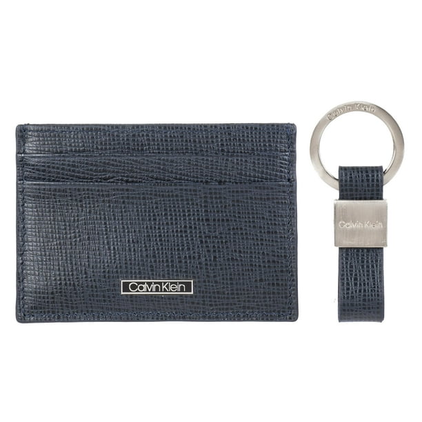 Set de cartera Calvin Klein, minimalista, plegable, azul marino, RFID