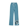 thumbnail image 4 of up to 60% off Gifts Usmixi Womens Drawstring Elastic Waist Pants Plus Size Loose Straight 3/4 Trousers Casual Cotton Linen Heart Print Capris Pants with Pocket Light Blue XXXL, 4 of 4