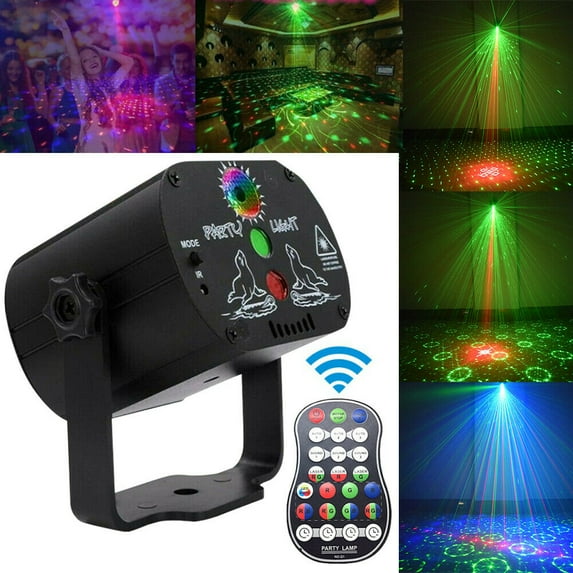 Party Lights, DJ Disco Stage Light with Battery Powered Projector Sound Activated Strobe Light by Remote Control for Parties Karaoke Dancing Birthday Christmas Holiday