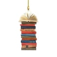 thumbnail image 2 of Reading Vintage Book Christmas Ornament Acrylic Craft Colorful Stacked Book Hanging Ornament Christmas Tree Decorative Props Holiday Party Home Decoration for Christmas Halloween Thanksgiving, 2 of 8