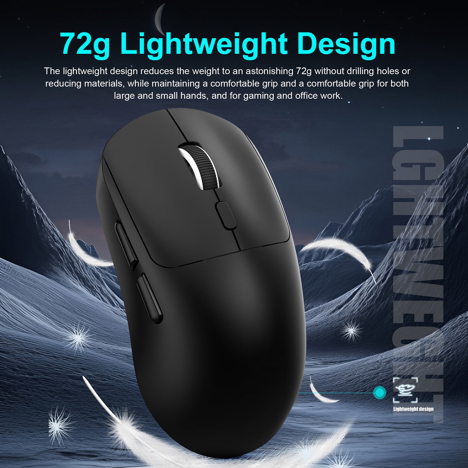 Elowen Wireless Mouse Computer Gaming Mouse 6400DPI with TTC Switches, 6 Key 1000Hz, Universal Compatibility, Fast Charge for Desktop, Laptop