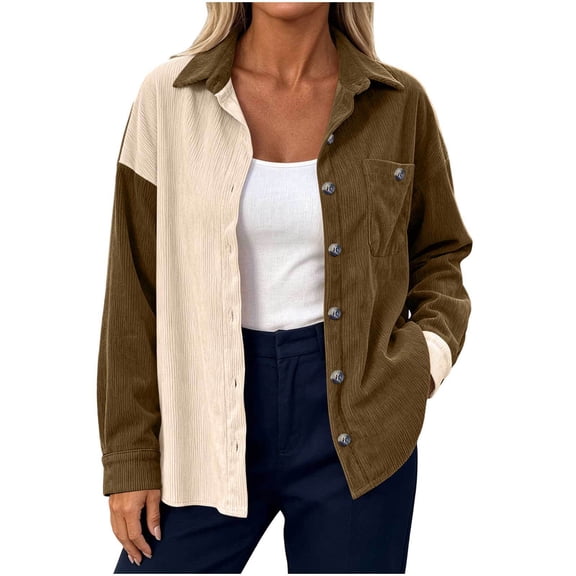 PFRNLFNo Boundaries Womens Corduroy Button Down Shirts Fall Loose Casual Long Sleeve Tops