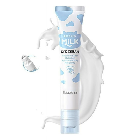 BEUKING Milk Under Eye Cream Roll-On, Triple Roll & Moisture the Skin Around The Eyes, Eye Serum For Dryness, Fine Lines, Tighten & Firming, Intense Hydrating Eye Serum