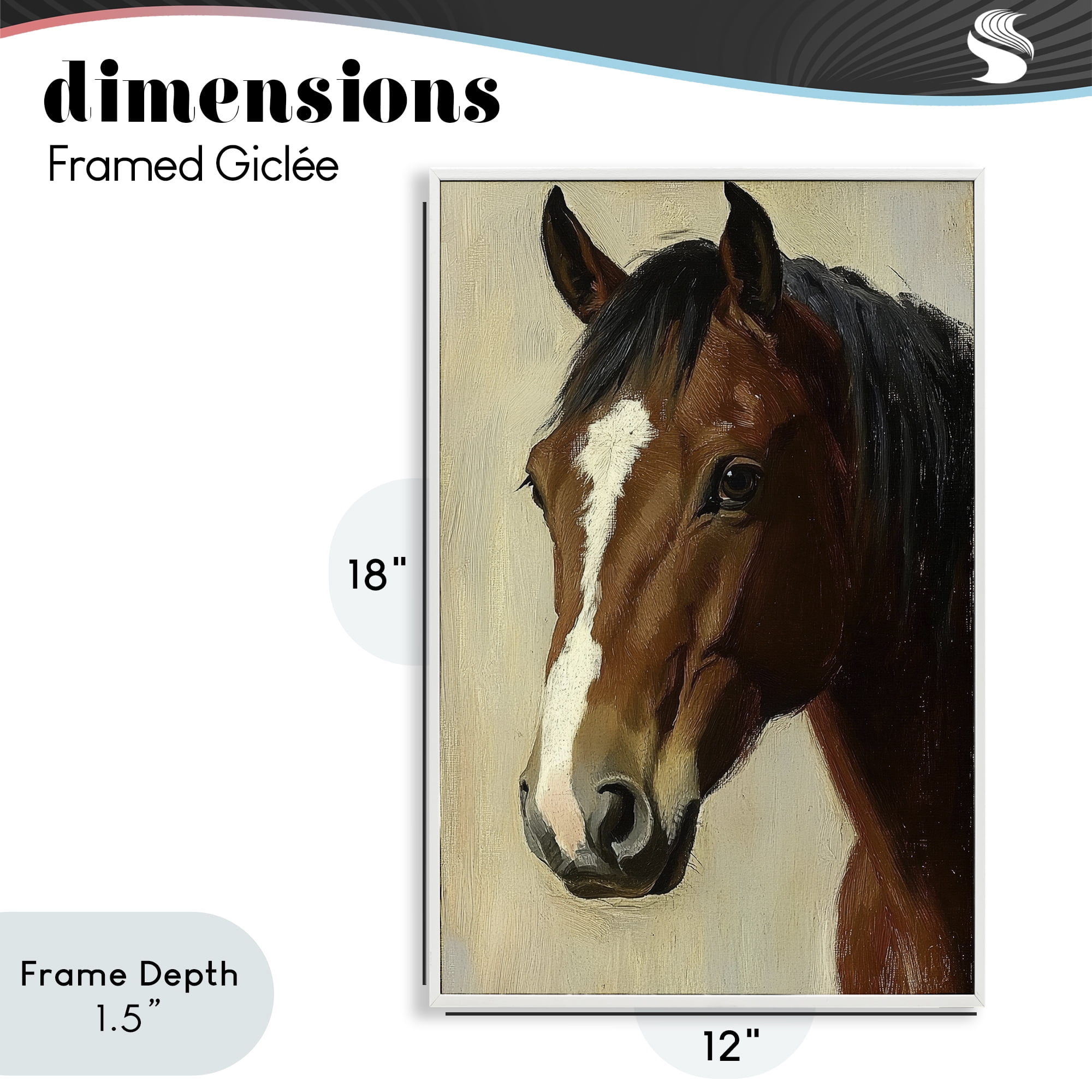 Stupell Industries Beautiful Brown Horse Portrait White Framed Giclee Art, design by Petal Prints Design