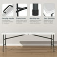 thumbnail image 6 of Hommoo 6ft Plastic FoldingTable,Portable Collapsible Table Outdoor Foldable Picnic Table for, Party, Hiking, Patio,Banquet, Wedding,Camping,with Lock,Handle, White, 6 of 8