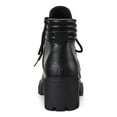 thumbnail image 2 of SUN STONE Womens Black 1" Platform Lace-Up Lug Sole Padded Ruthee Round Toe Block Heel Zip-Up Booties 9 M, 2 of 4