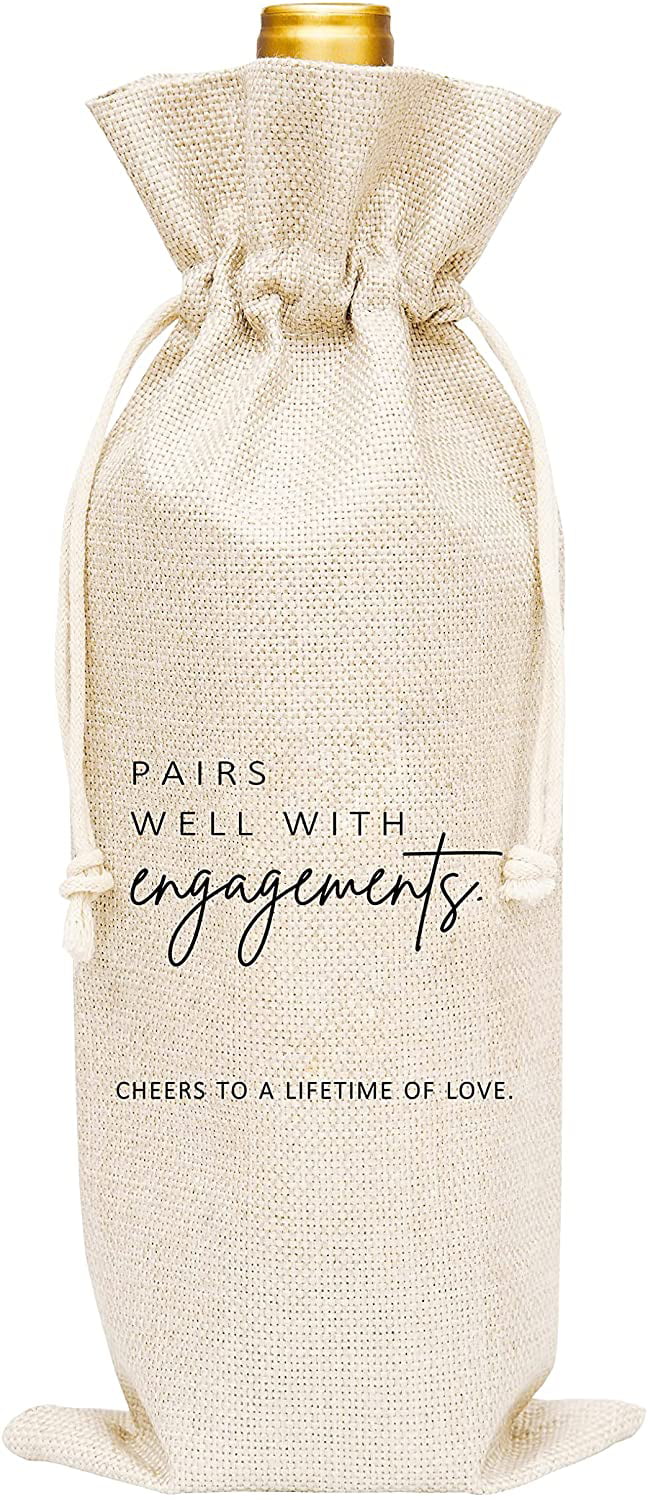 ENGAGEMENT BOTTLE BAG WINE CHAMPAGNE GIFT PARTY PINK SILVER 