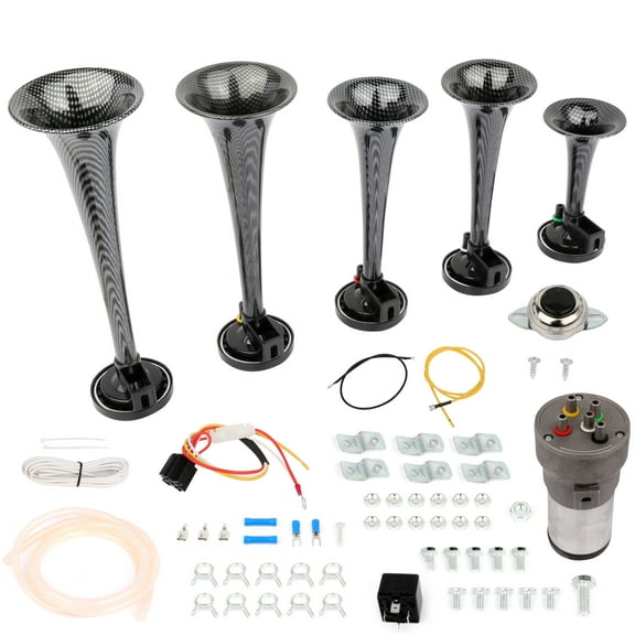 Scitoo Easy Install 105dB Trumpet Air Horn Kit for Vehicle, Chrome Plated Zinc
