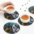 thumbnail image 7 of Pofeuu Sunset Sunflower Dog Print Leather Coasters Set of 6, Round Cups Mugs Mat Pad for Home Kitchen Heat Resistant Drink Coasters,Round Shape, 7 of 7