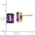 thumbnail image 7 of 14K Yellow Gold 9x7mm Emerald Cut Amethyst Stud Earrings, 7 of 7