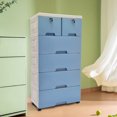 TFCFL 6 Drawers Portable Sturdy Plastic Dresser Storage with Keys Blue 19.7"