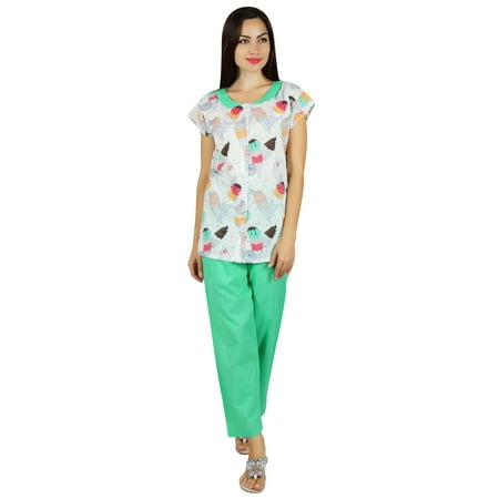 

Bimba Womens Pajama Night Wear Set Short Sleeve Shirt with Pyjamas - Night Suit