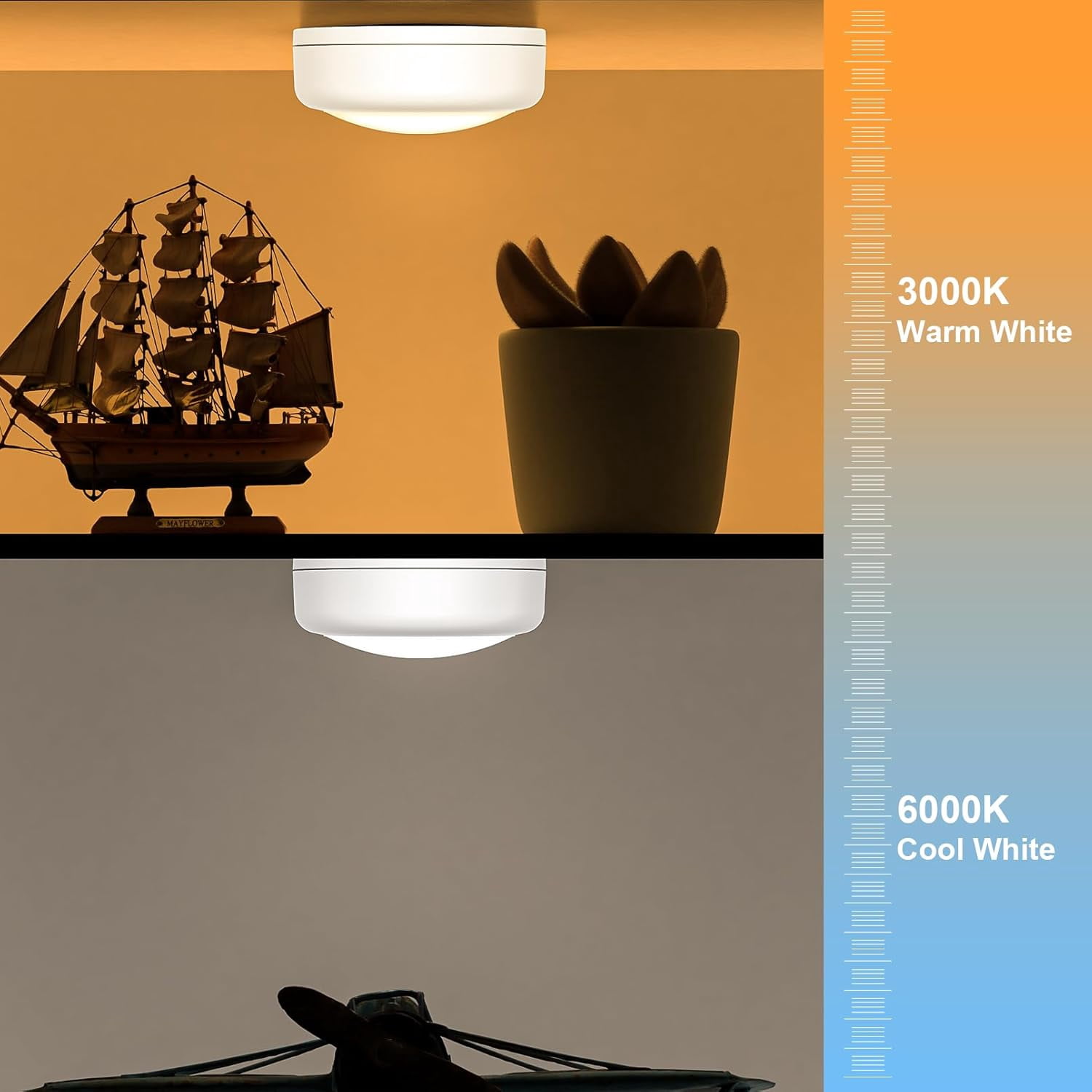 JJEAN-Battery Operated Puck Litghts with Remote Warm Natual Cool White Three Color Wireless Under Cabinet Lighting Push Lights Stick On Tap Lights with Dimmer & Timmer for Bedroom, Closet