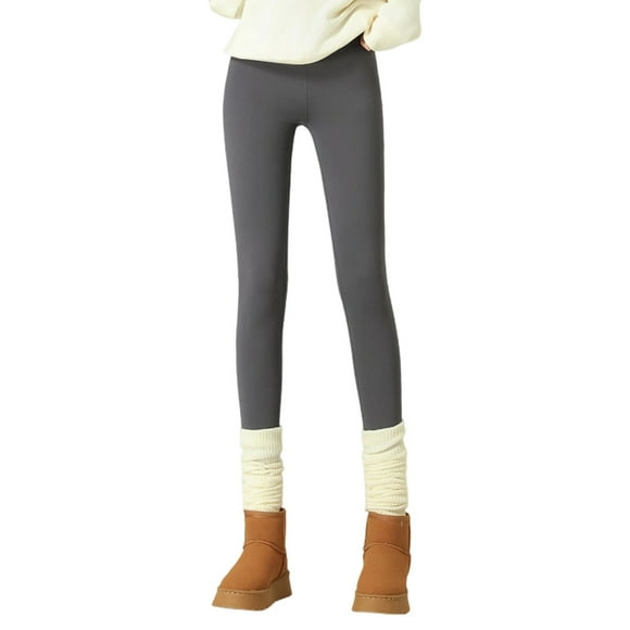 SGMVNU Fleece Lined Leggings Women Thermal Warm Workout Tights Winter High Waisted Tummy Controls Yoga Pants(Grey, M)