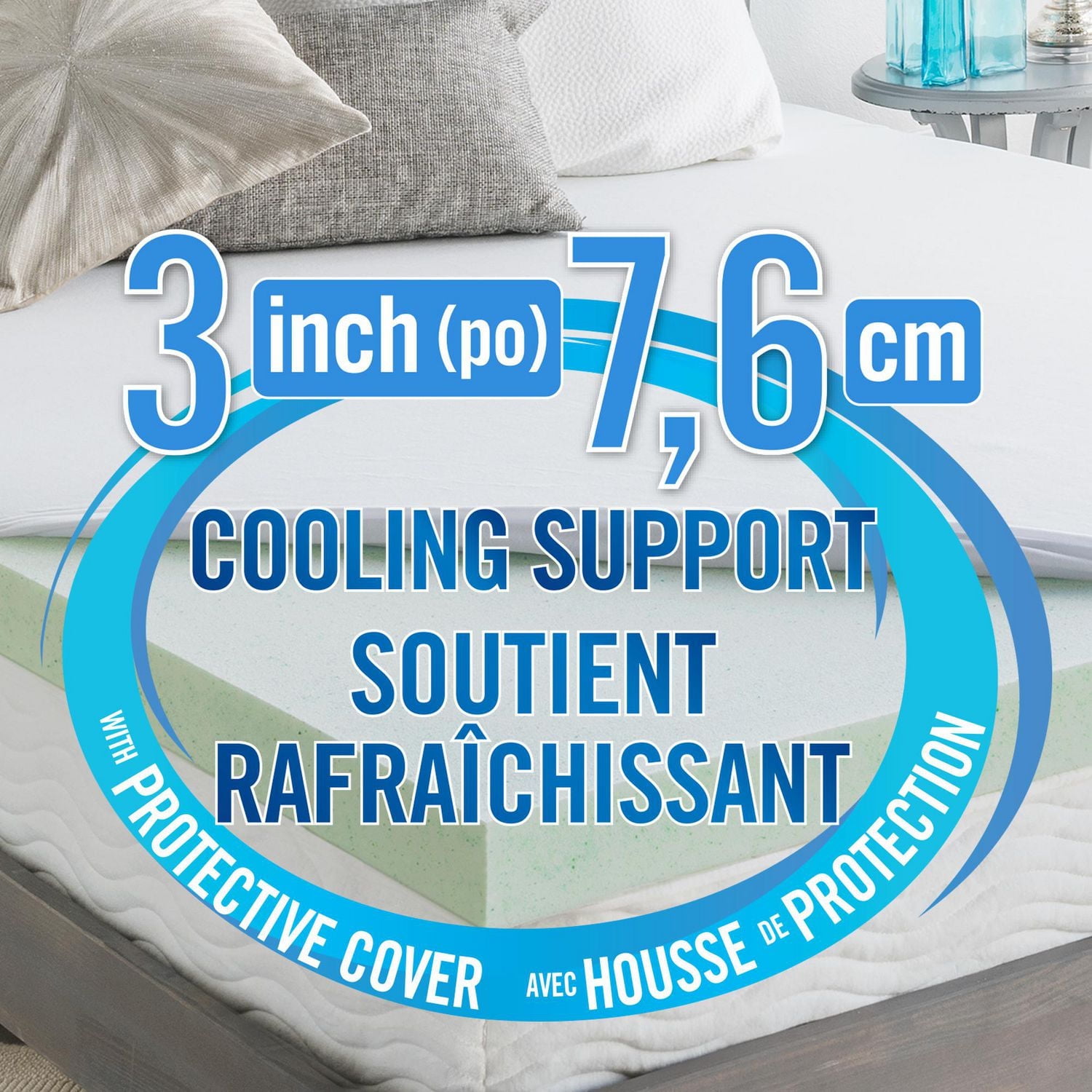 HoMedics 3" Cool Support Gel Memory Foam Mattress Topper