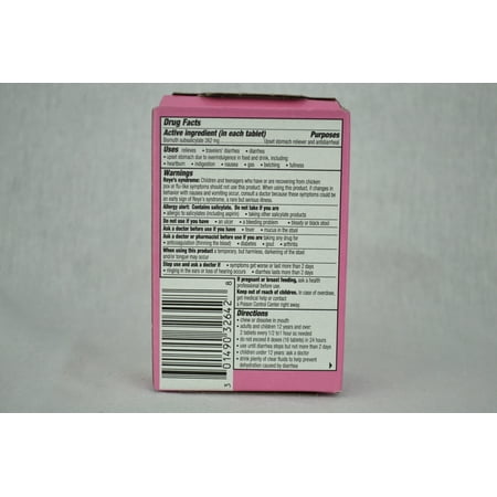 Anti-Diarrheal Pepto-Bismol 262 mg Strength Chewable Tablet 48 per Box-Box of