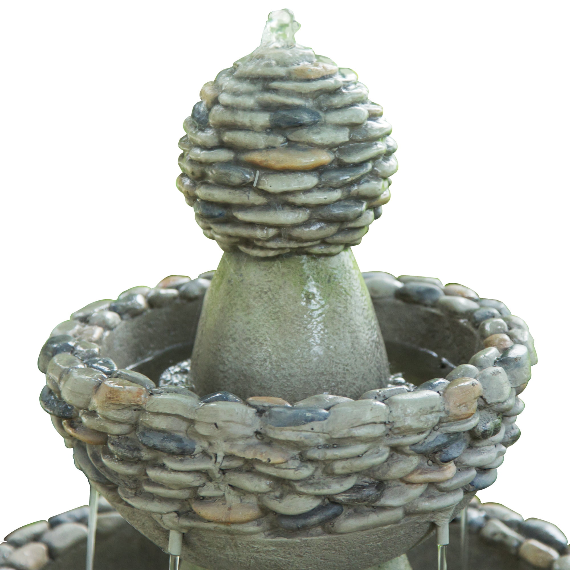 Teamson Home 3-Tier Zen Pedestal Outdoor Water Fountain with Pump