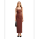 thumbnail image 1 of Vestido Informal Liso Sin Mangas con Tirantes Finos para Mujer Marrón S, 1 of 10