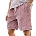 thumbnail image 2 of Corduroy Shorts for Men Summer Casual Elastic Waist Wide Straight Leg Loose Lounge Shorts with Pockets, 2 of 5