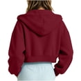 thumbnail image 6 of Zpanxa Girls Hoodies Kids Girls Cropped Full Zip Hooded Sweatshirt Jacket Long Sleeve Solid Color Casual Trendy Short Length Hoodie, 6 of 6